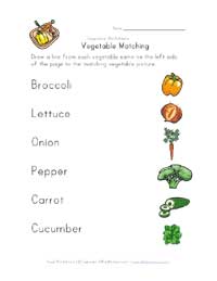 vegetable matching worksheet