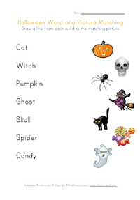 printable halloween word matching