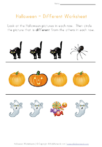 halloween different worksheet