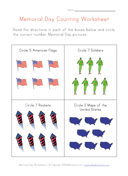 Free worksheets for memorial day