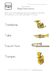 brass instruments worksheet