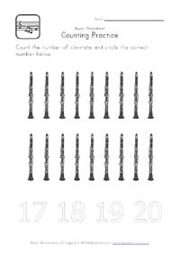 printable music counting to 18