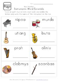 printable music word scramble