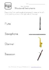 woodwind instruments worksheet