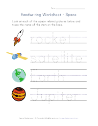 space handwriting worksheet