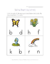 spring beginning letters worksheet