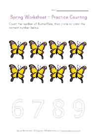 printable spring counting to 8