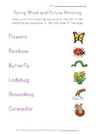 printable spring word matching