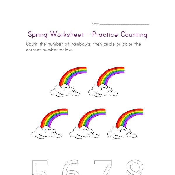 Spring Worksheet - Counting to Five | All Kids Network