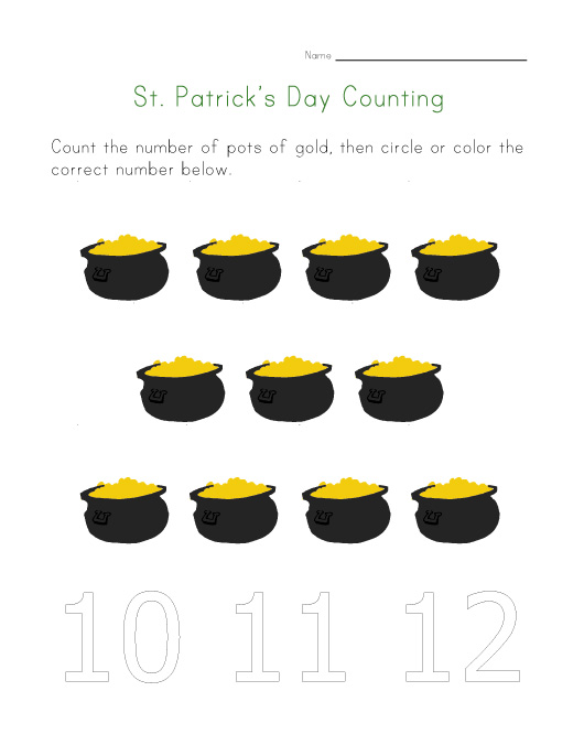 st patricks day count to eleven worksheet