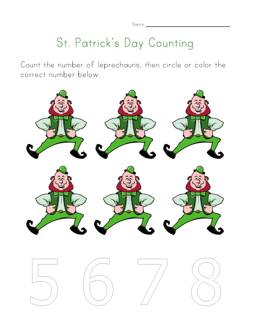 st patricks day count to six practice