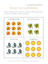 summer counting worksheet