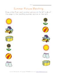printable summer picture matching