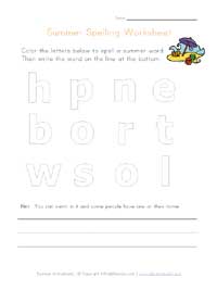 summer spelling worksheet