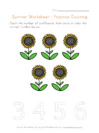 printable summer counting to 5