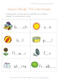 summer missing letters worksheet
