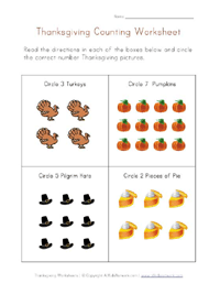 thanksgiving counting worksheet