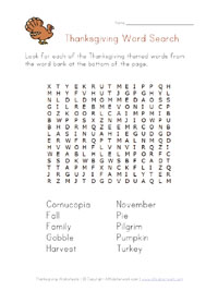 thanksgiving word search