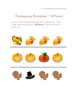 thanksgiving worksheet different