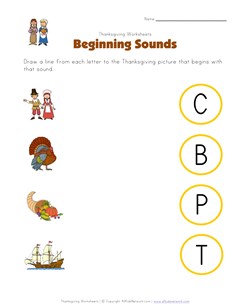thanksgiving beginning sounds worksheet