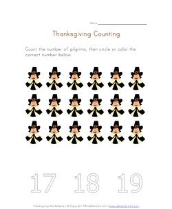 thanksgiving count to eighteen worksheet