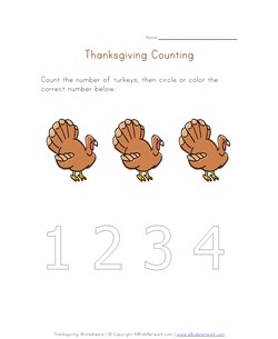 thanksgiving count to three worksheet