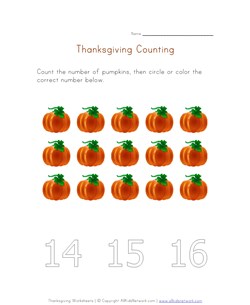 thanksgiving count to fifteen worksheet