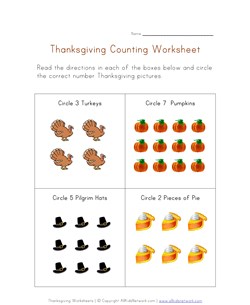 thanksgiving counting worksheet