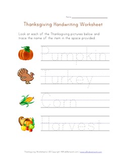 thanksgiving handwriting worksheet