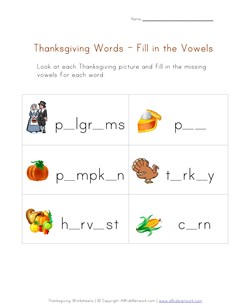 thanksgiving word worksheet