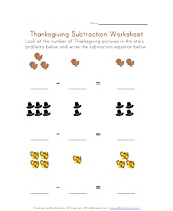 thanksgiving subtraction worksheet