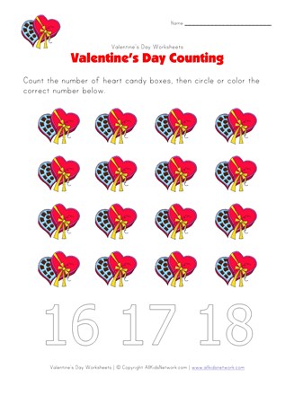 valentines day worksheet counting sixteen