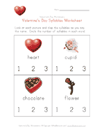 valentines day syllables worksheet