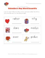 valentines day word scramble worksheet
