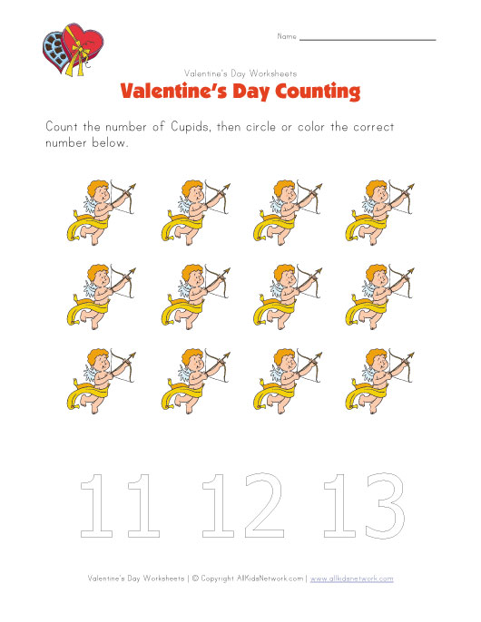 valentines day worksheet counting twelve