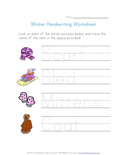 winter handwriting worksheet