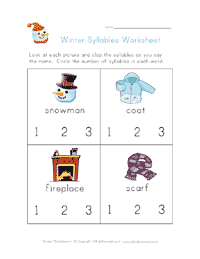 winter syllables worksheet