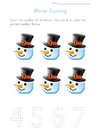 printable winter counting to 6