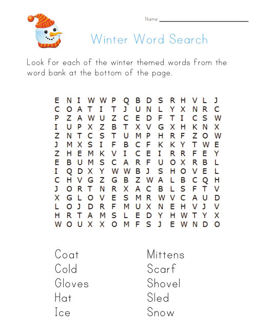 winter word search