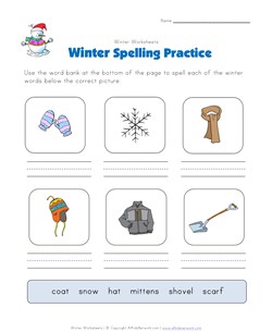 winter spelling worksheet