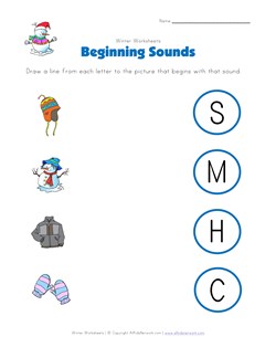 winter beginning sounds worksheet