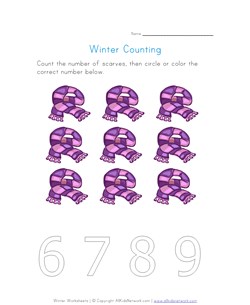 Scarf Counting Worksheet - Number Nine