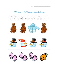 winter themed different worksheet