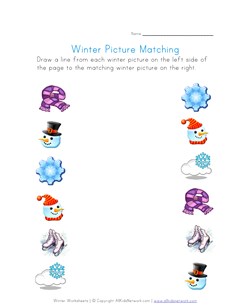 winter matching worksheet