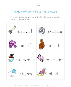 winter words worksheet