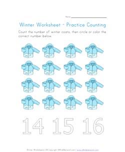 Coat Counting Worksheet - Number Sixteen