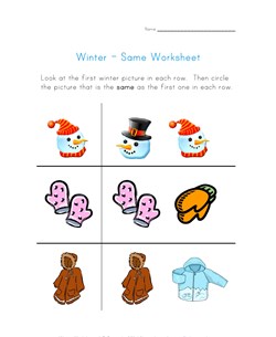 winter themed same worksheet