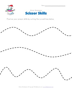 winter scissor skills worksheet