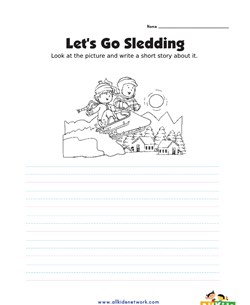 Picture Prompt Writing Worksheet - Let’s Go Sledding - Primary