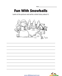 Picture Prompt Writing Worksheet - Snowball Story